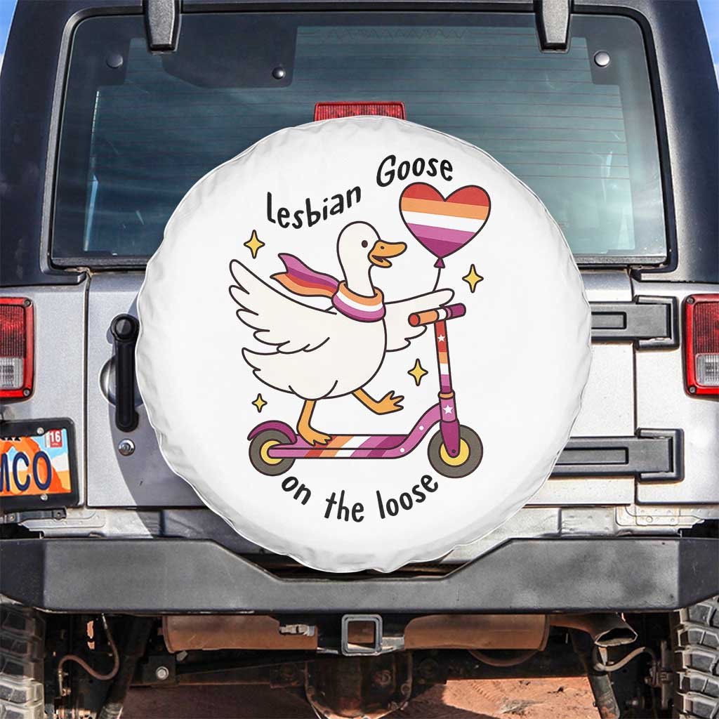 Lesbian Goose On The Loose Spare Tire Cover Funny LGBTQ Animal Pride Gift TS12 No hole White Print Your Wear
