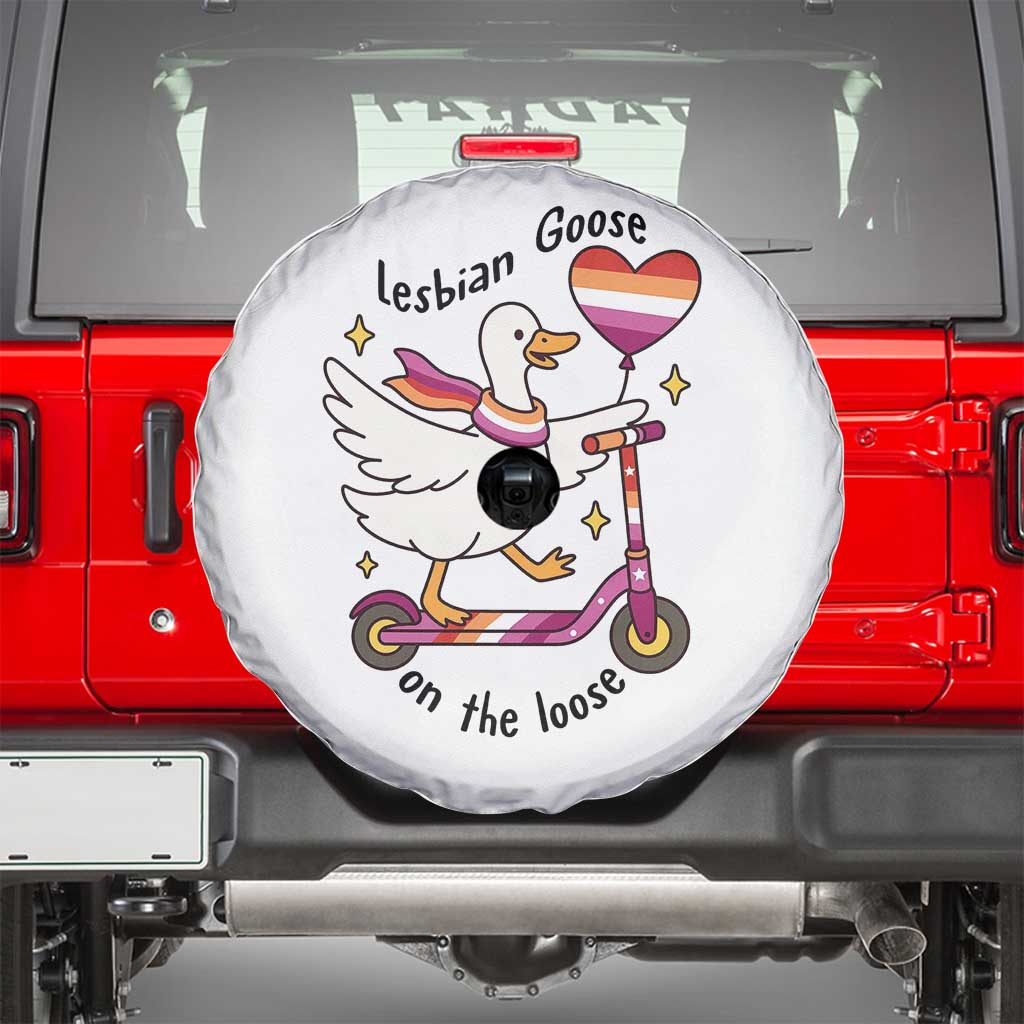 Lesbian Goose On The Loose Spare Tire Cover Funny LGBTQ Animal Pride Gift TS12 White Print Your Wear