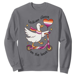 Lesbian Goose On The Loose Sweatshirt Funny LGBTQ Animal Pride Gift TS12 Charcoal Print Your Wear