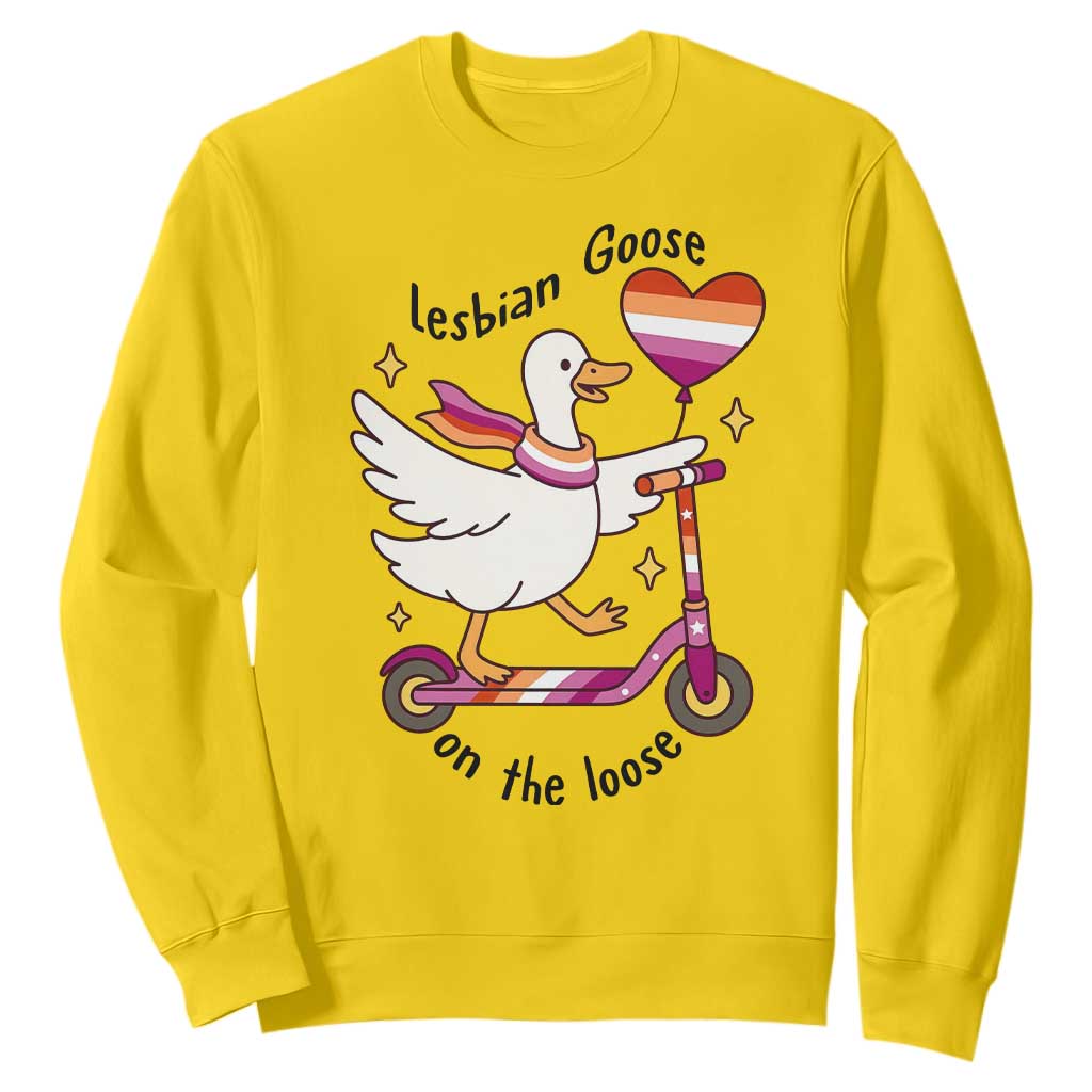 Lesbian Goose On The Loose Sweatshirt Funny LGBTQ Animal Pride Gift TS12 Daisy Print Your Wear