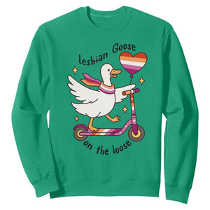Lesbian Goose On The Loose Sweatshirt Funny LGBTQ Animal Pride Gift TS12 Irish Green Print Your Wear