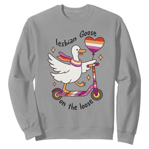 Lesbian Goose On The Loose Sweatshirt Funny LGBTQ Animal Pride Gift TS12 Sport Gray Print Your Wear