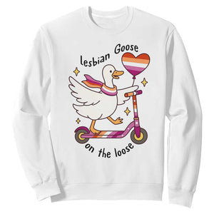 Lesbian Goose On The Loose Sweatshirt Funny LGBTQ Animal Pride Gift TS12 White Print Your Wear