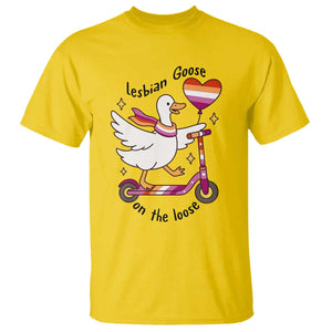 Lesbian Goose On The Loose T Shirt Funny LGBTQ Animal Pride Gift