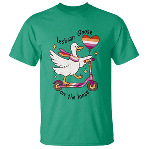Lesbian Goose On The Loose T Shirt Funny LGBTQ Animal Pride Gift