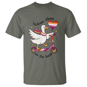 Lesbian Goose On The Loose T Shirt Funny LGBTQ Animal Pride Gift