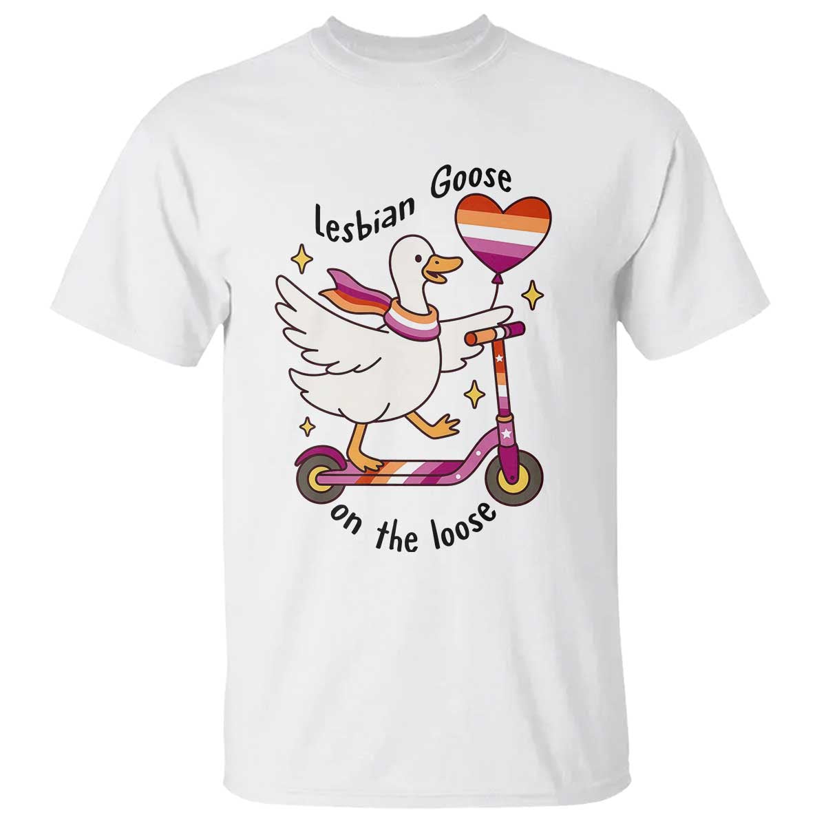 Lesbian Goose On The Loose T Shirt Funny LGBTQ Animal Pride Gift