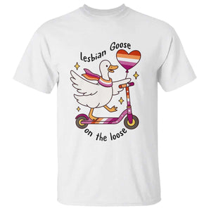 Lesbian Goose On The Loose T Shirt Funny LGBTQ Animal Pride Gift