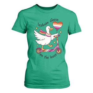Lesbian Goose On The Loose T Shirt For Women Funny LGBTQ Animal Pride Gift