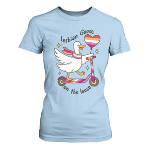 Lesbian Goose On The Loose T Shirt For Women Funny LGBTQ Animal Pride Gift