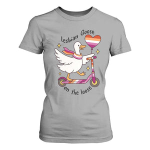 Lesbian Goose On The Loose T Shirt For Women Funny LGBTQ Animal Pride Gift