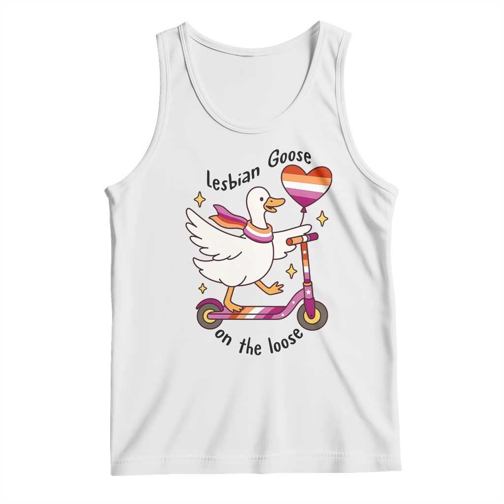 Lesbian Goose On The Loose Tank Top Funny LGBTQ Animal Pride Gift TS12 White Print Your Wear