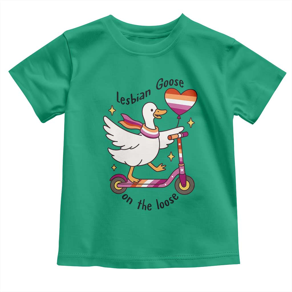 Lesbian Goose On The Loose Toddler T Shirt Funny LGBTQ Animal Pride Gift TS12 Irish Green Print Your Wear