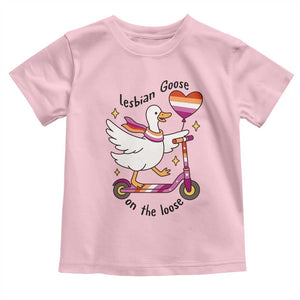 Lesbian Goose On The Loose Toddler T Shirt Funny LGBTQ Animal Pride Gift TS12 Light Pink Print Your Wear