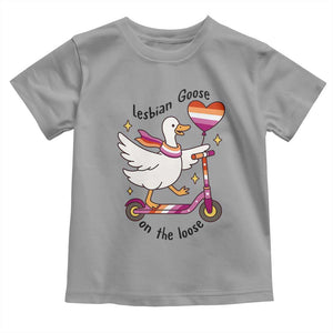 Lesbian Goose On The Loose Toddler T Shirt Funny LGBTQ Animal Pride Gift TS12 Sport Gray Print Your Wear
