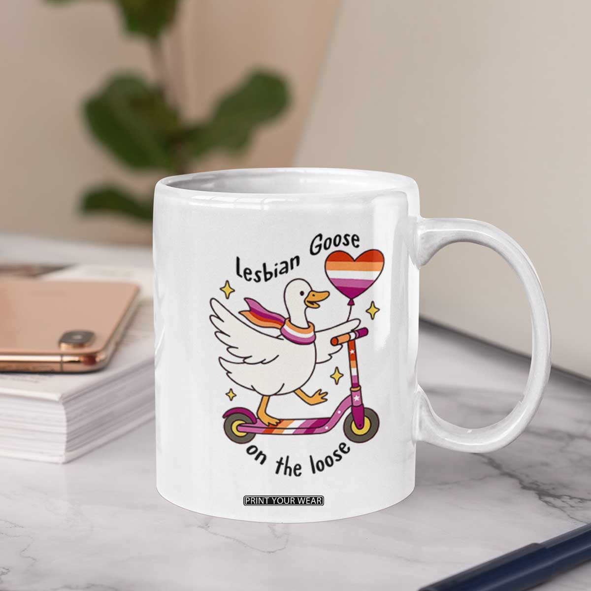 Lesbian Goose On The Loose Coffee Mug Funny LGBTQ Animal Pride Gift