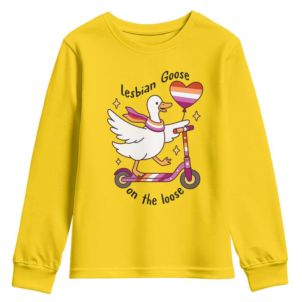 Lesbian Goose On The Loose Youth Sweatshirt Funny LGBTQ Animal Pride Gift TS12 Daisy Print Your Wear