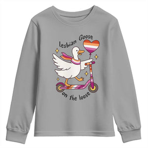Lesbian Goose On The Loose Youth Sweatshirt Funny LGBTQ Animal Pride Gift TS12 Sport Gray Print Your Wear