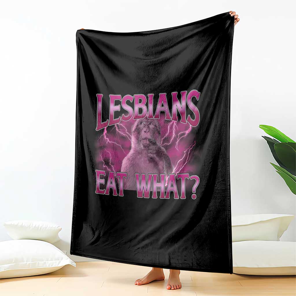 Funny Monkey Meme Lesbians Eat What Throw Blanket LGBTQ Pride Gift TS12 Print Your Wear