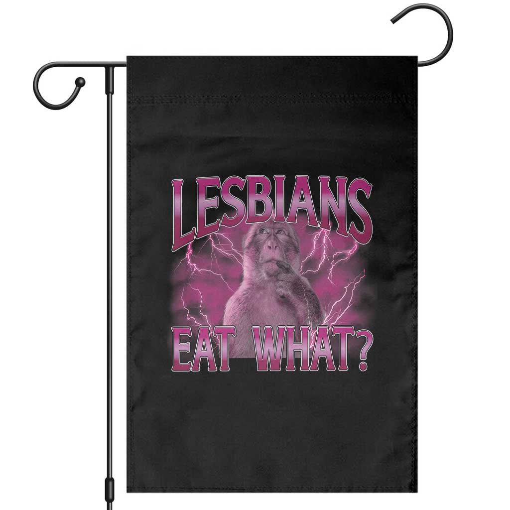 Funny Monkey Meme Lesbians Eat What Garden Flag LGBTQ Pride Gift TS12 Black Print Your Wear