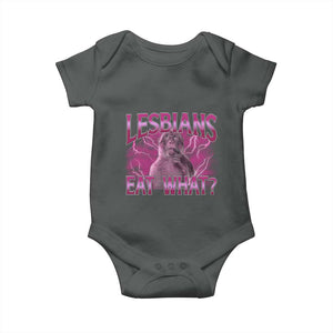 Funny Monkey Meme Lesbians Eat What Baby Onesie LGBTQ Pride Gift