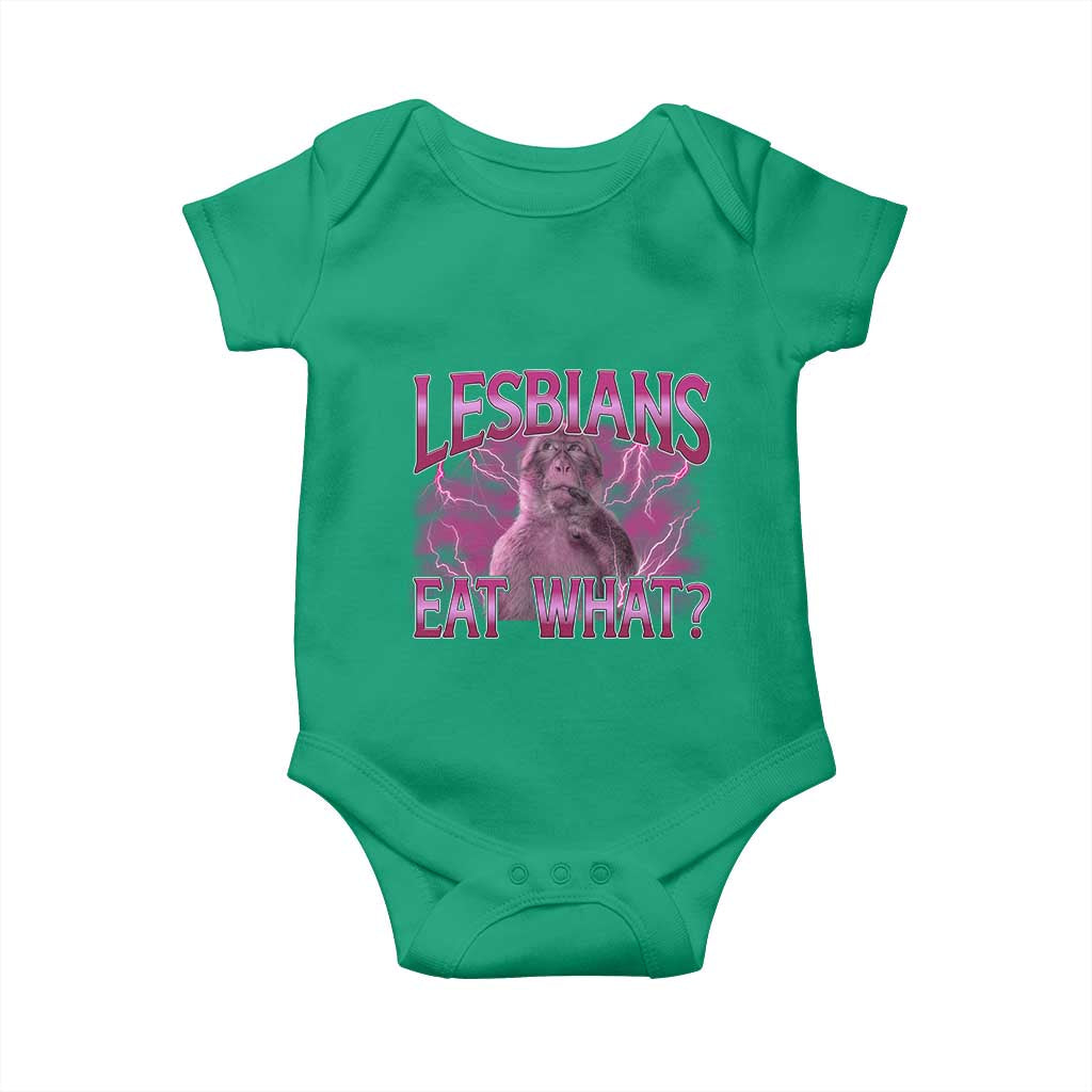 Funny Monkey Meme Lesbians Eat What Baby Onesie LGBTQ Pride Gift