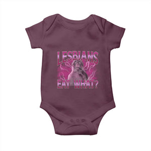Funny Monkey Meme Lesbians Eat What Baby Onesie LGBTQ Pride Gift