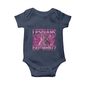Funny Monkey Meme Lesbians Eat What Baby Onesie LGBTQ Pride Gift