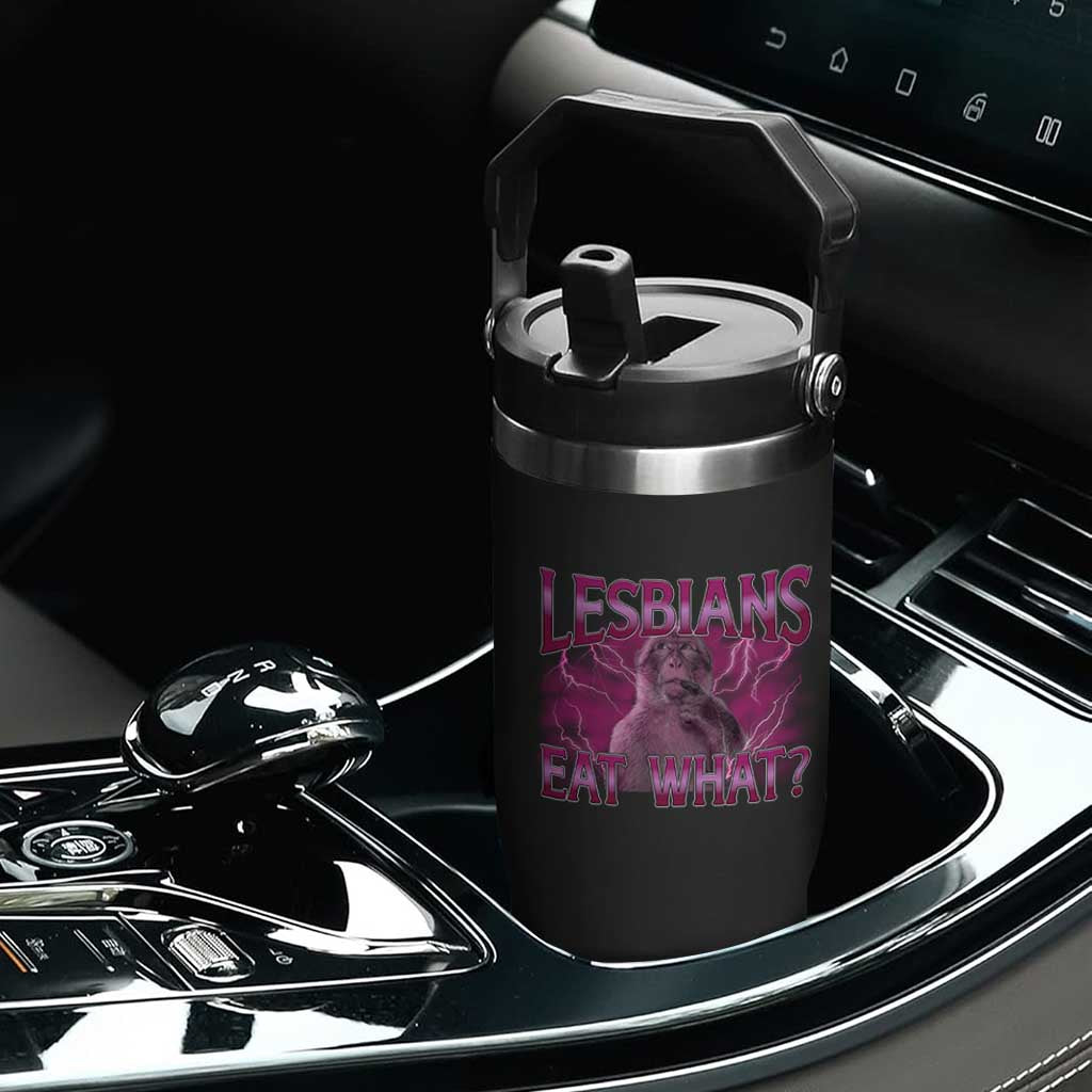 Funny Monkey Meme Lesbians Eat What Flip Straw Tumbler LGBTQ Pride Gift TS12 Print Your Wear
