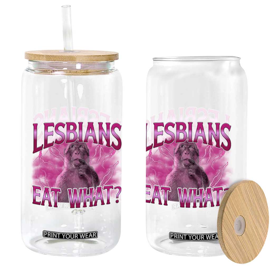 Funny Monkey Meme Lesbians Eat What Glass Can LGBTQ Pride Gift