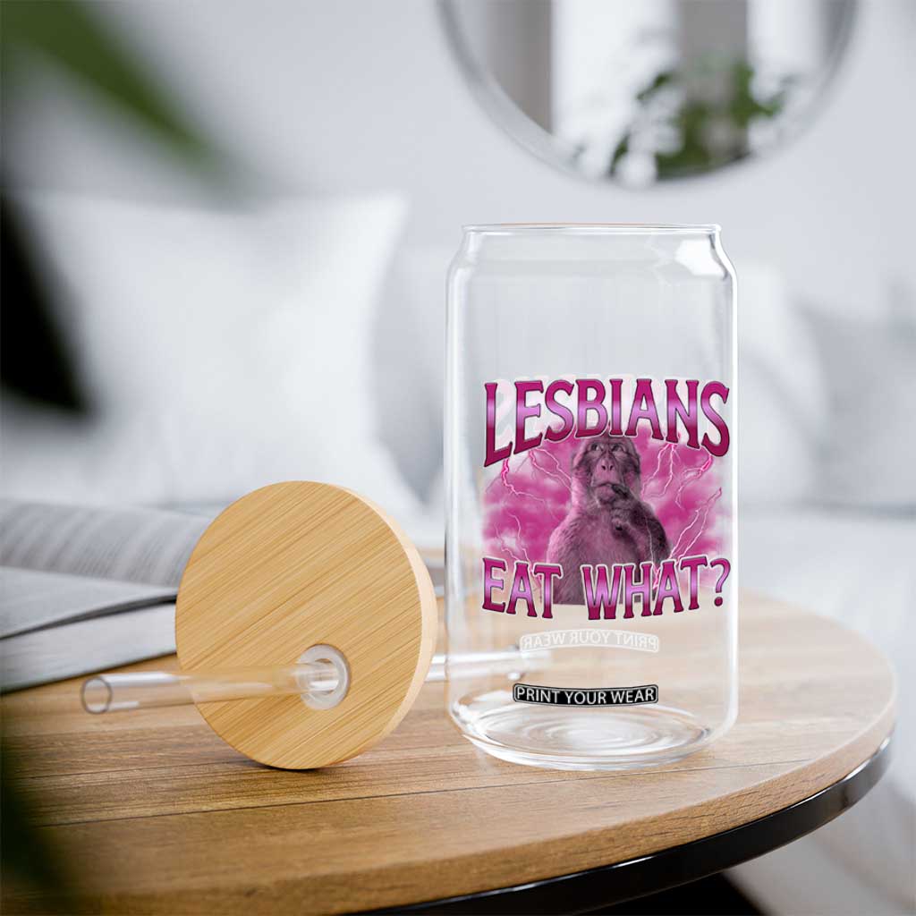 Funny Monkey Meme Lesbians Eat What Glass Can LGBTQ Pride Gift