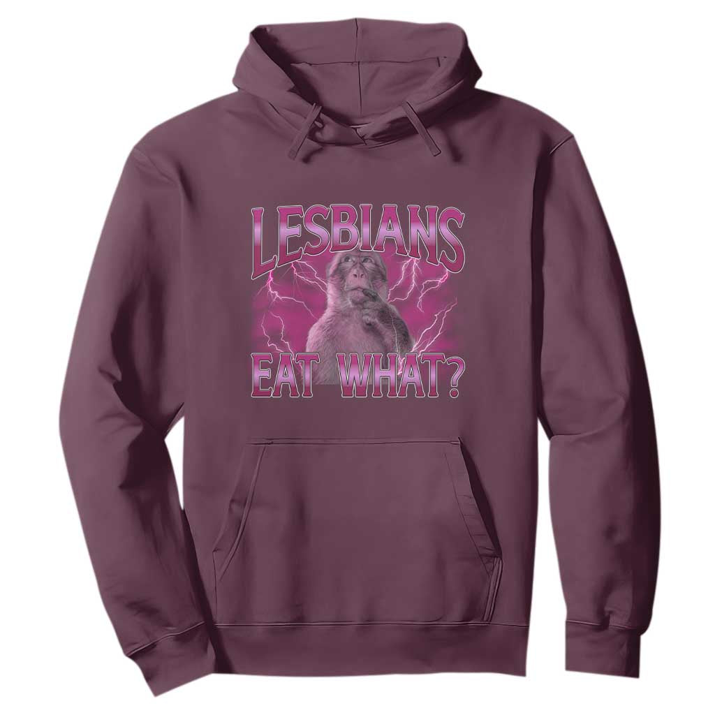 Funny Monkey Meme Lesbians Eat What Hoodie LGBTQ Pride Gift