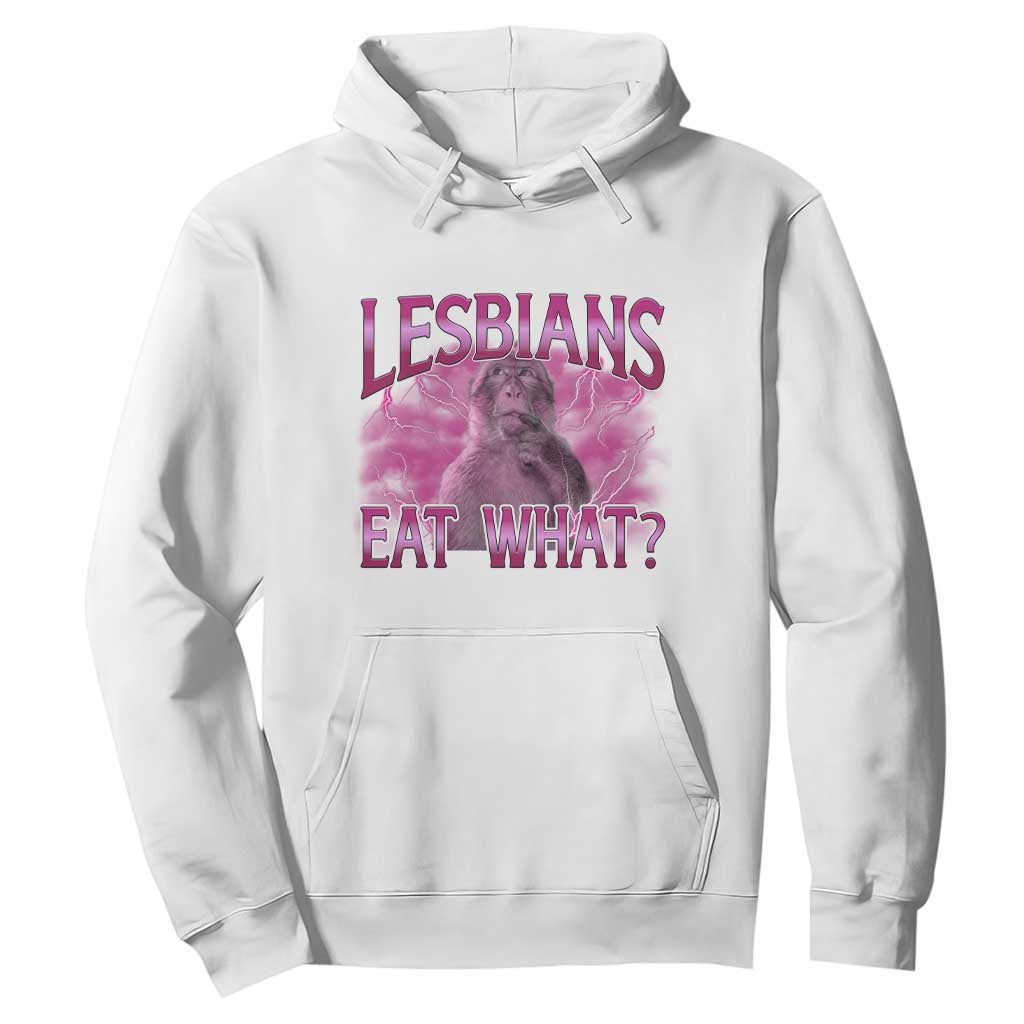 Funny Monkey Meme Lesbians Eat What Hoodie LGBTQ Pride Gift