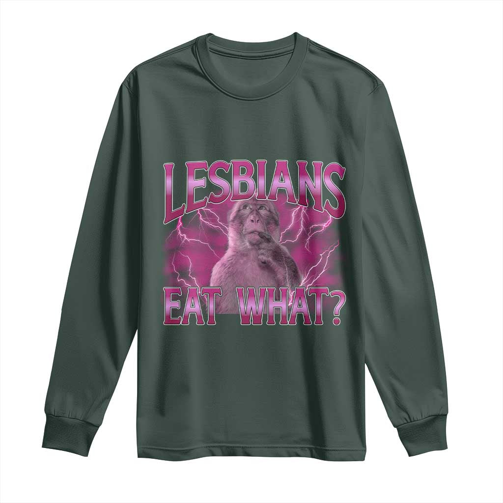 Funny Monkey Meme Lesbians Eat What Long Sleeve Shirt LGBTQ Pride Gift