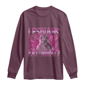Funny Monkey Meme Lesbians Eat What Long Sleeve Shirt LGBTQ Pride Gift