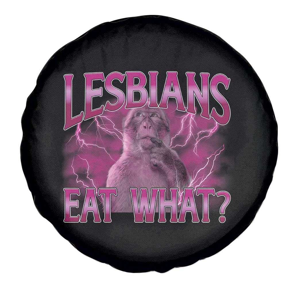 Funny Monkey Meme Lesbians Eat What Spare Tire Cover LGBTQ Pride Gift