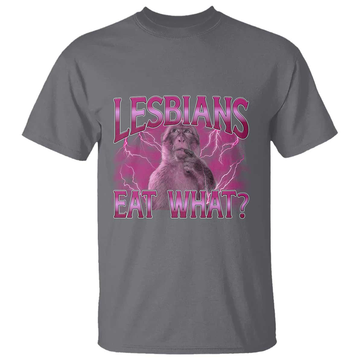 Funny Monkey Meme Lesbians Eat What T Shirt LGBTQ Pride Gift TS12 Charcoal Print Your Wear