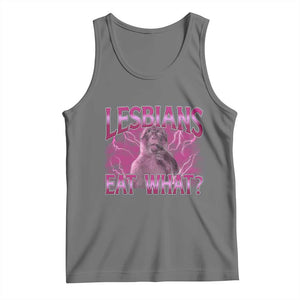Funny Monkey Meme Lesbians Eat What Tank Top LGBTQ Pride Gift TS12 Black Heather Print Your Wear