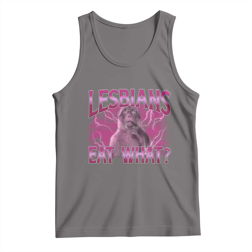 Funny Monkey Meme Lesbians Eat What Tank Top LGBTQ Pride Gift TS12 Deep Heather Print Your Wear