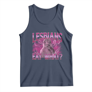 Funny Monkey Meme Lesbians Eat What Tank Top LGBTQ Pride Gift TS12 Navy Print Your Wear