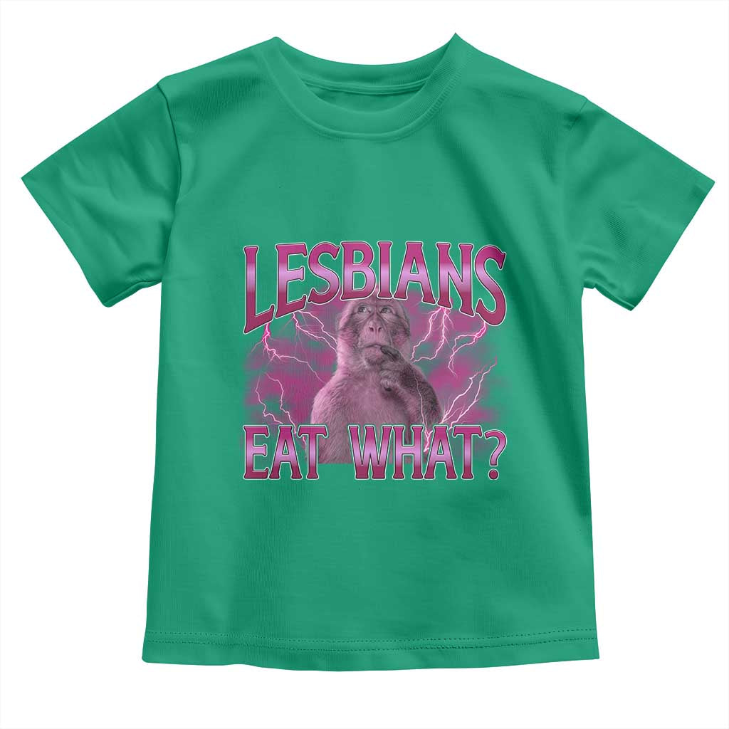 Funny Monkey Meme Lesbians Eat What Toddler T Shirt LGBTQ Pride Gift