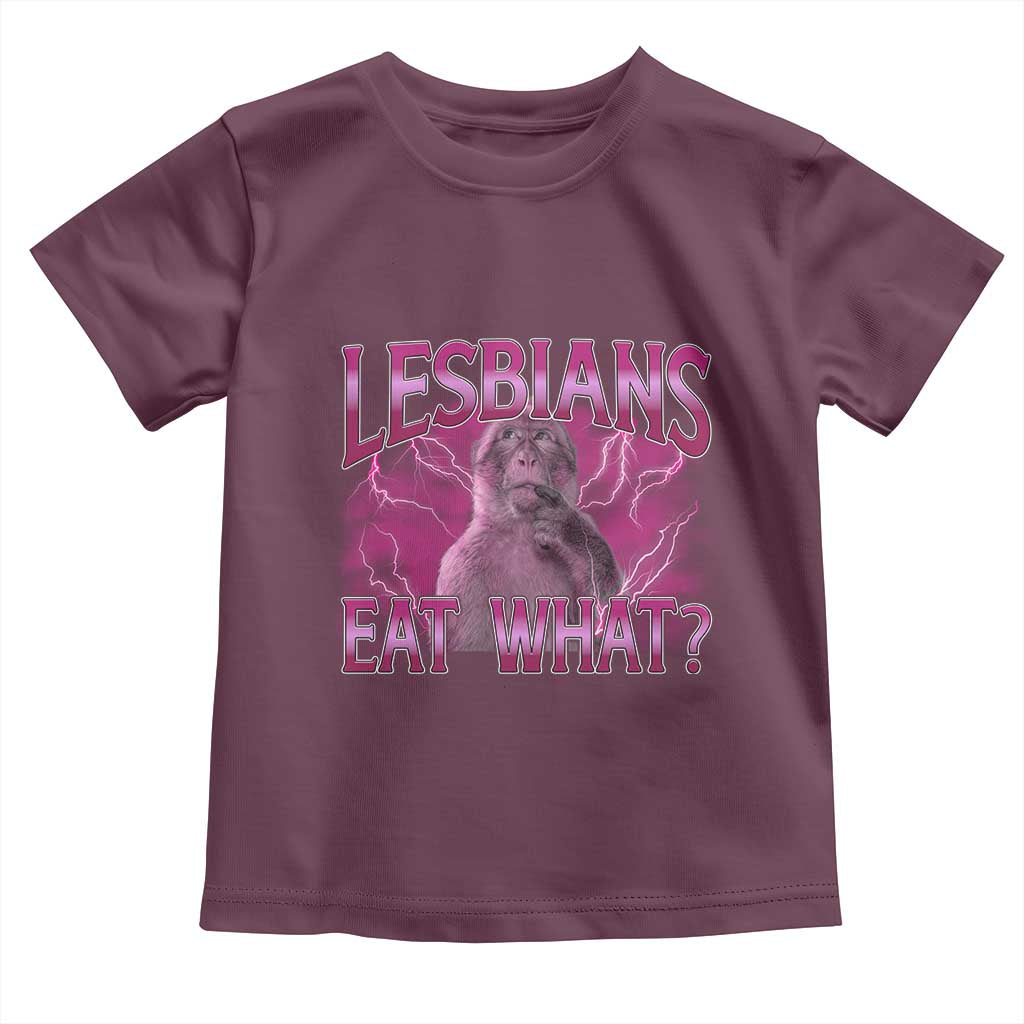 Funny Monkey Meme Lesbians Eat What Toddler T Shirt LGBTQ Pride Gift