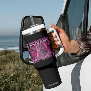 Funny Monkey Meme Lesbians Eat What Tumbler With Handle LGBTQ Pride Gift