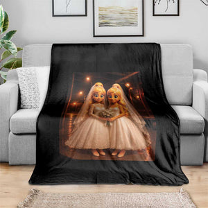 Funny Lesbian Pride Tung Tung Sahur Engagement Gift Throw Blanket TS12 Print Your Wear