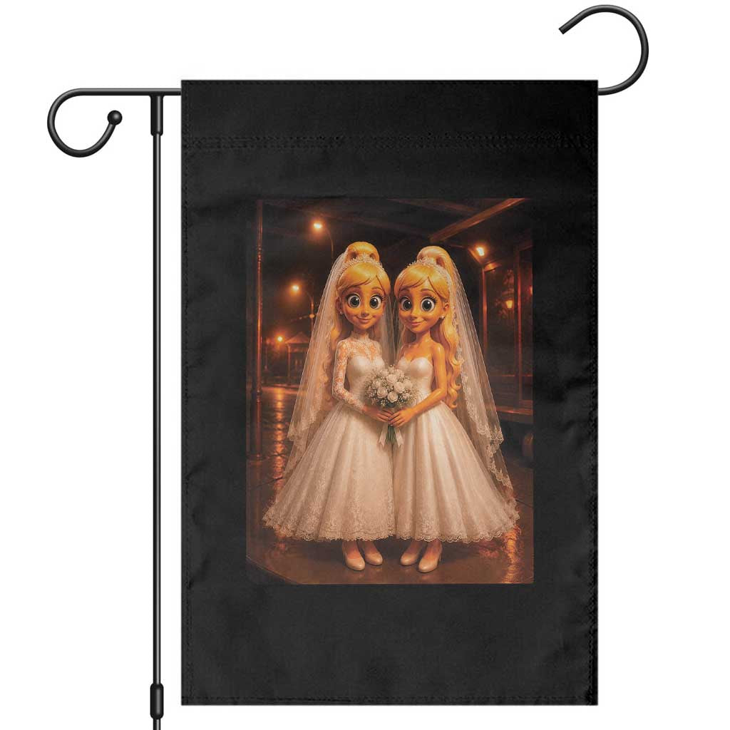 Funny Lesbian Pride Tung Tung Sahur Engagement Gift Garden Flag