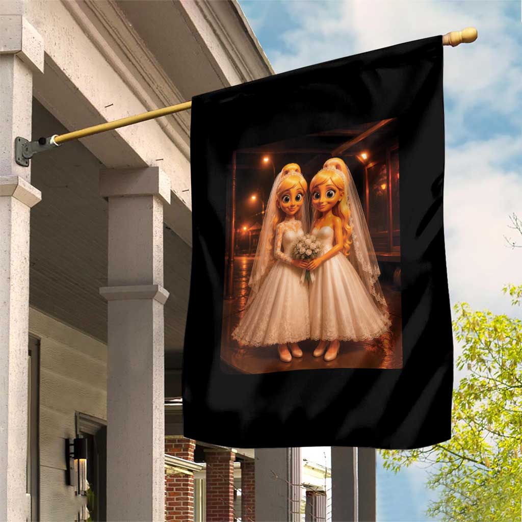 Funny Lesbian Pride Tung Tung Sahur Engagement Gift Garden Flag