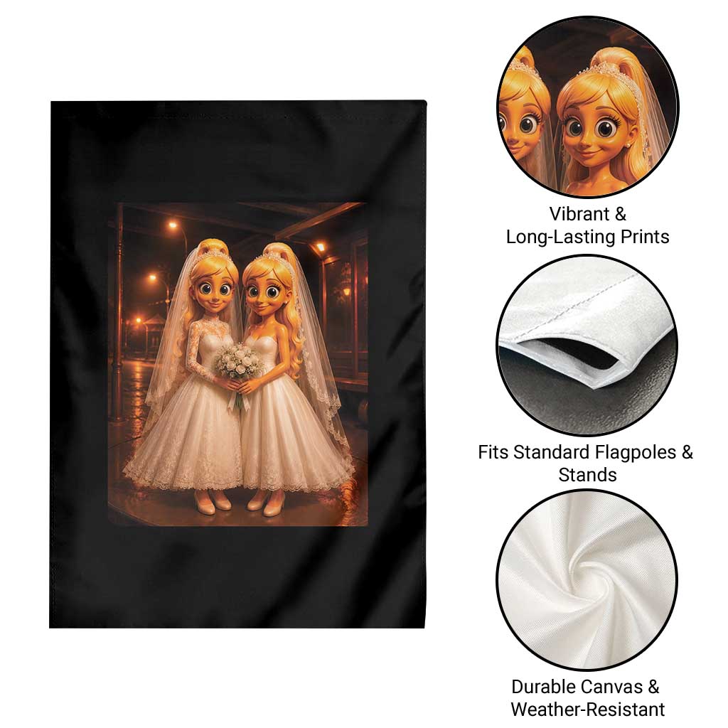 Funny Lesbian Pride Tung Tung Sahur Engagement Gift Garden Flag