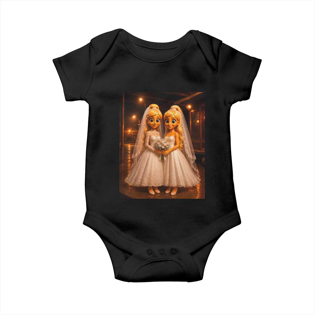 Funny Lesbian Pride Tung Tung Sahur Engagement Gift Baby Onesie TS12 Black Print Your Wear