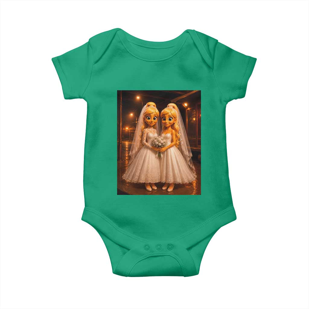 Funny Lesbian Pride Tung Tung Sahur Engagement Gift Baby Onesie TS12 Irish Green Print Your Wear