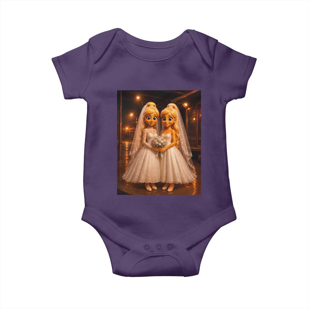Funny Lesbian Pride Tung Tung Sahur Engagement Gift Baby Onesie TS12 Purple Print Your Wear